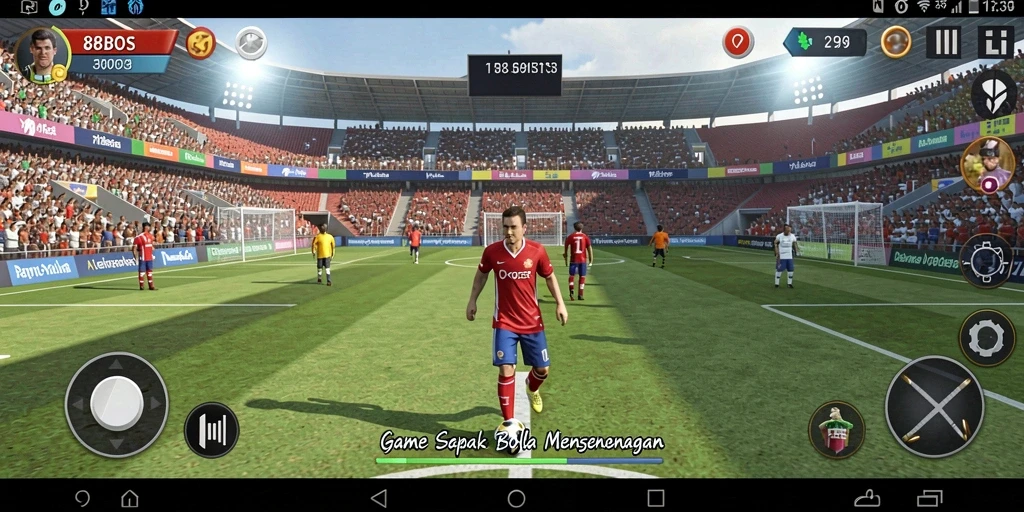 Screenshot gameplay 88BOS menampilkan aksi seru di lapangan sepak bola.