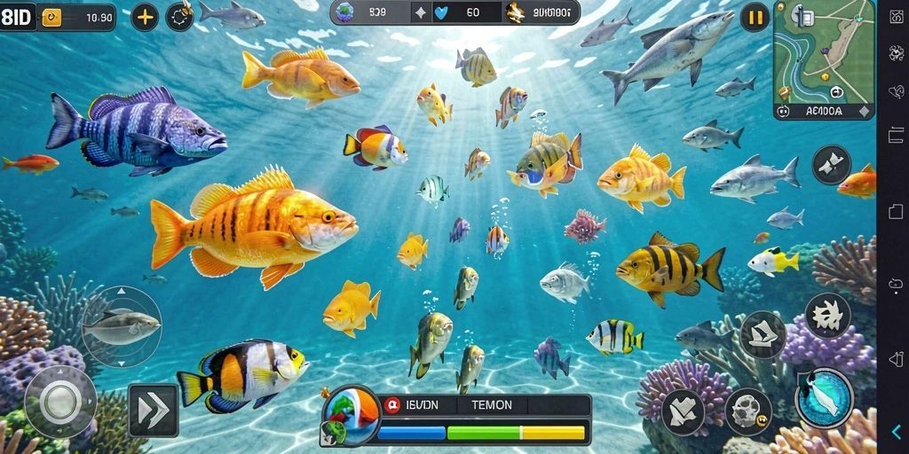 Screenshot gameplay 8ID dengan aksi menembak ikan yang seru.