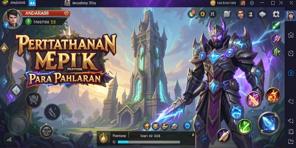 Tangkapan layar gameplay <strong>ANDARA88</strong> menampilkan strategi pertahanan menara yang intens.
