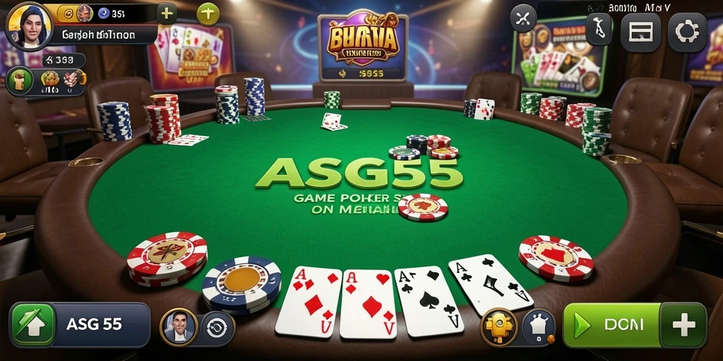 Tampilan gameplay ASG55 saat seru bermain Poker.