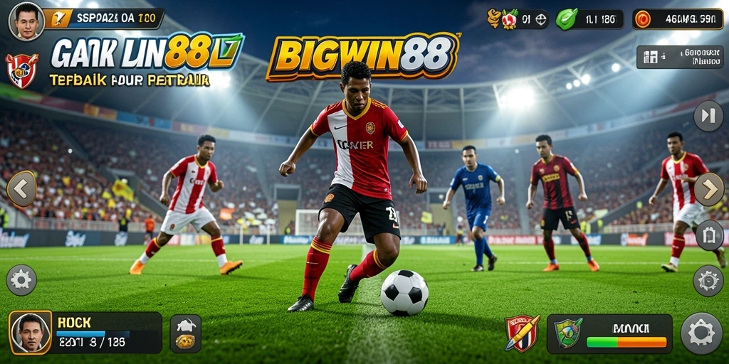 Tampilan gameplay <strong>BIGWIN88</strong> yang mendebarkan dalam pertandingan sepak bola.