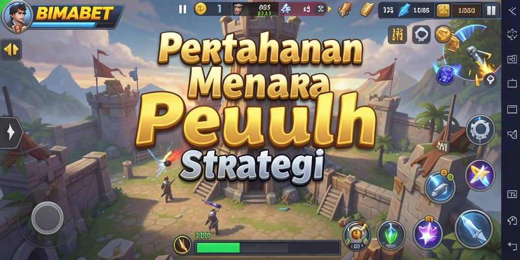 Tangkapan layar gameplay <strong>BIMABET</strong> yang menunjukkan pertarungan menara yang mendebarkan.