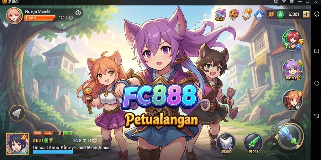 Tampilan gameplay FC888 yang penuh aksi dan karakter anime yang menarik.