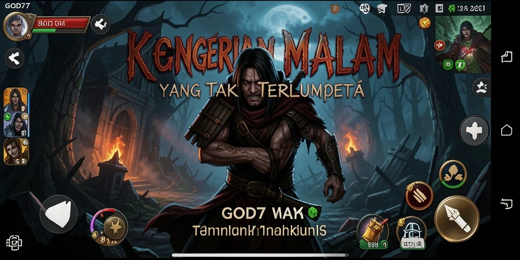 Screenshot gameplay GOD77 menampilkan momen menegangkan di dunia Horror.