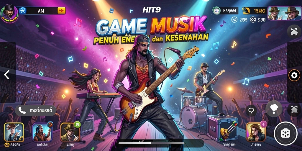 Tampilan gameplay HIT9 yang menarik dengan lagu-lagu variatif.