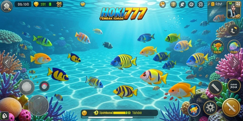 Screenshot HOKI777 menampilkan aksi seru dalam berburu ikan.