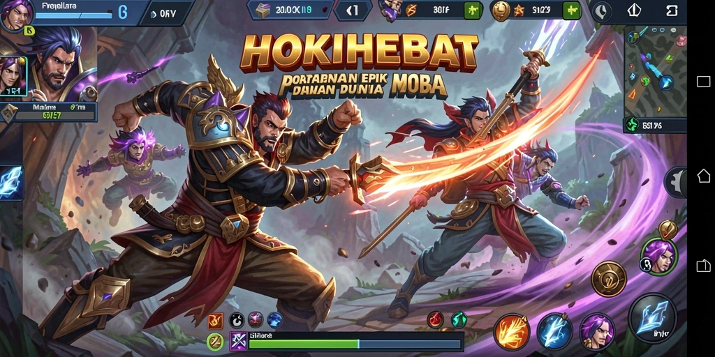 Tangkapan layar HOKIHEBAT menampilkan aksi seru dalam game MOBA.