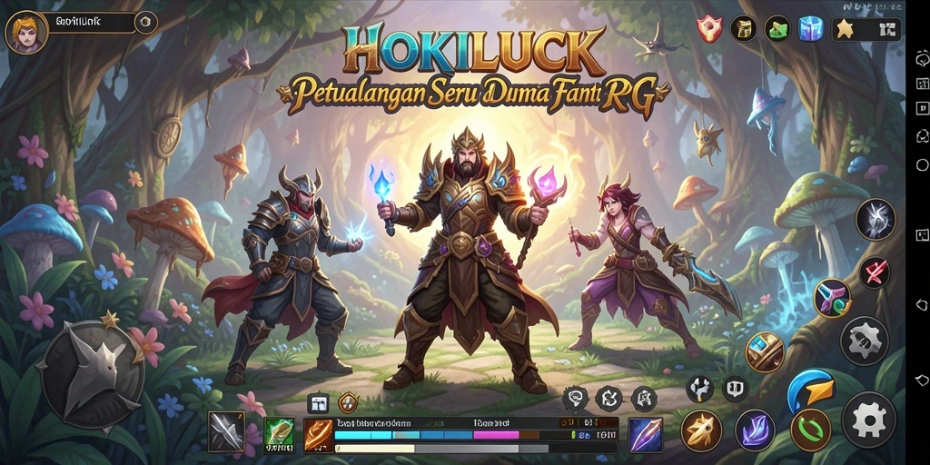 Screenshot HOKILUCK menampilkan karakter dalam pertempuran seru melawan monster.