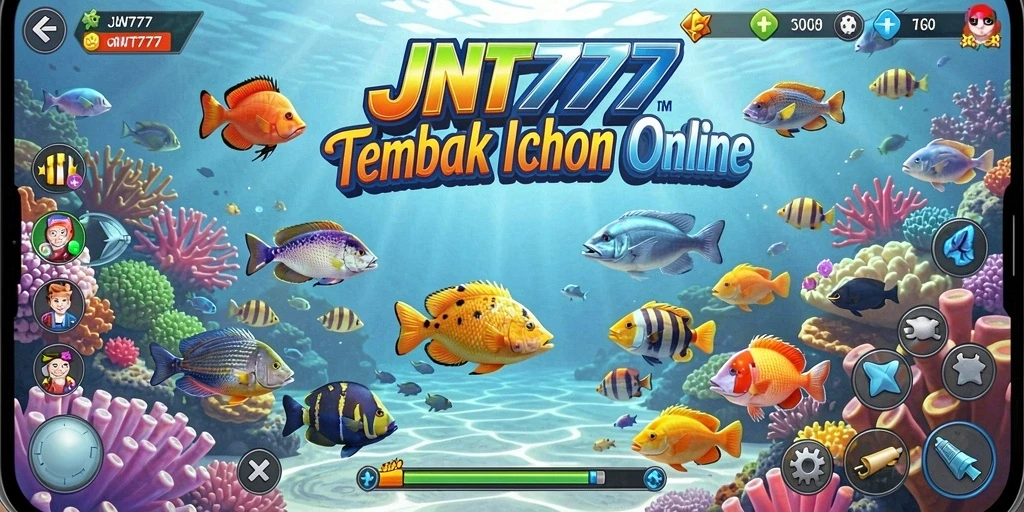 Tampilan gameplay JNT777 yang penuh warna dan seru dalam menembak ikan.