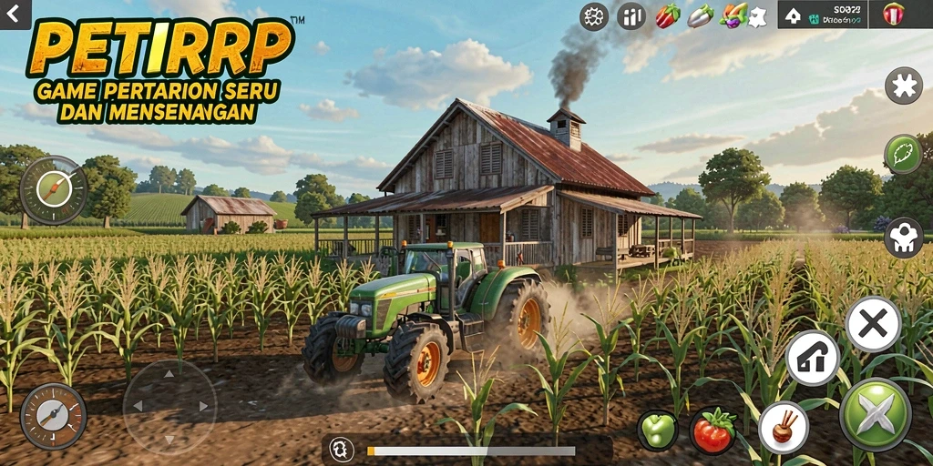 Tampilan gameplay PETIRRP yang menakjubkan saat bertani.