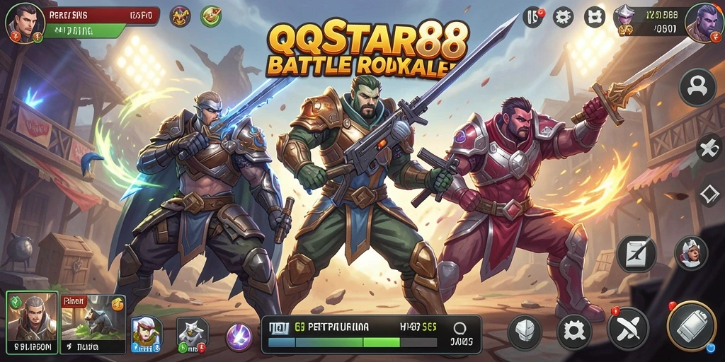 Screenshot gameplay QQSTAR88 dengan aksi Battle Royale yang seru.