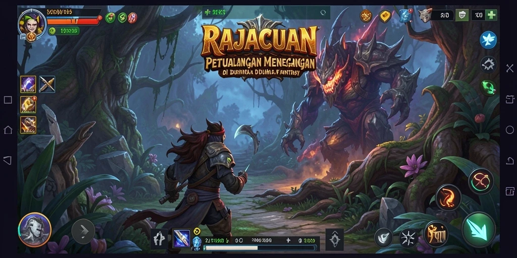Tangkapan layar menunjukkan aksi pertempuran seru dalam RAJACUAN.