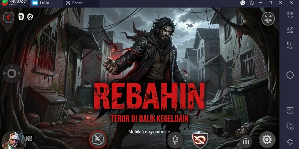 Screenshot gameplay REBAHIN menampilkan suasana mencekam di kegelapan.