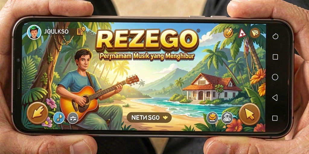 Tampilan gameplay yang seru dari aplikasi musik REZEGO.