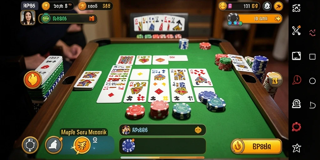 Skrinsut gameplay seru RP886 dalam permainan Gaple.
