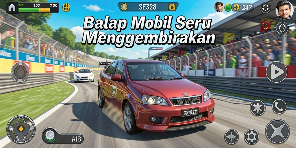 Tampilan gameplay SE328 yang seru dan mendebarkan saat balapan.