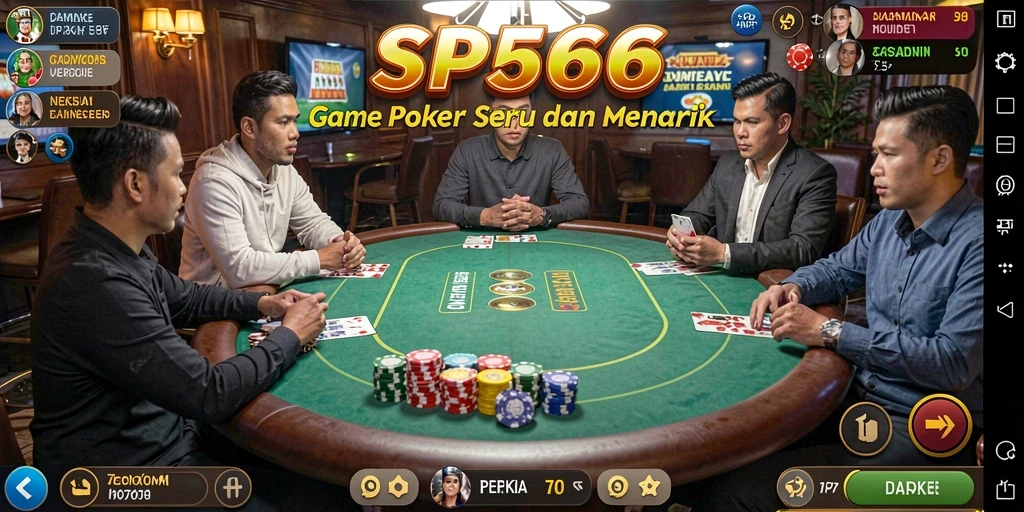 Tampilan gameplay poker SP666 dengan aksi yang mendebarkan.
