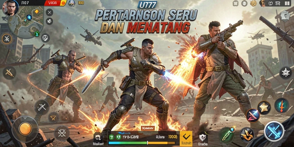 Gameplay UT77 menampilkan aksi pertarungan yang mendebarkan dan dinamis.