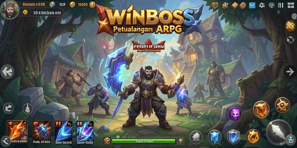 Tangkapan layar gameplay seru WINBOSS dalam pertarungan ARPG.