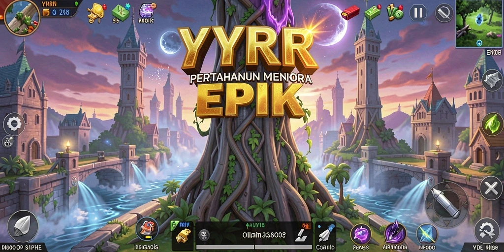 Tampilan gameplay seru dari YYRR dengan strategi Tower Defense.